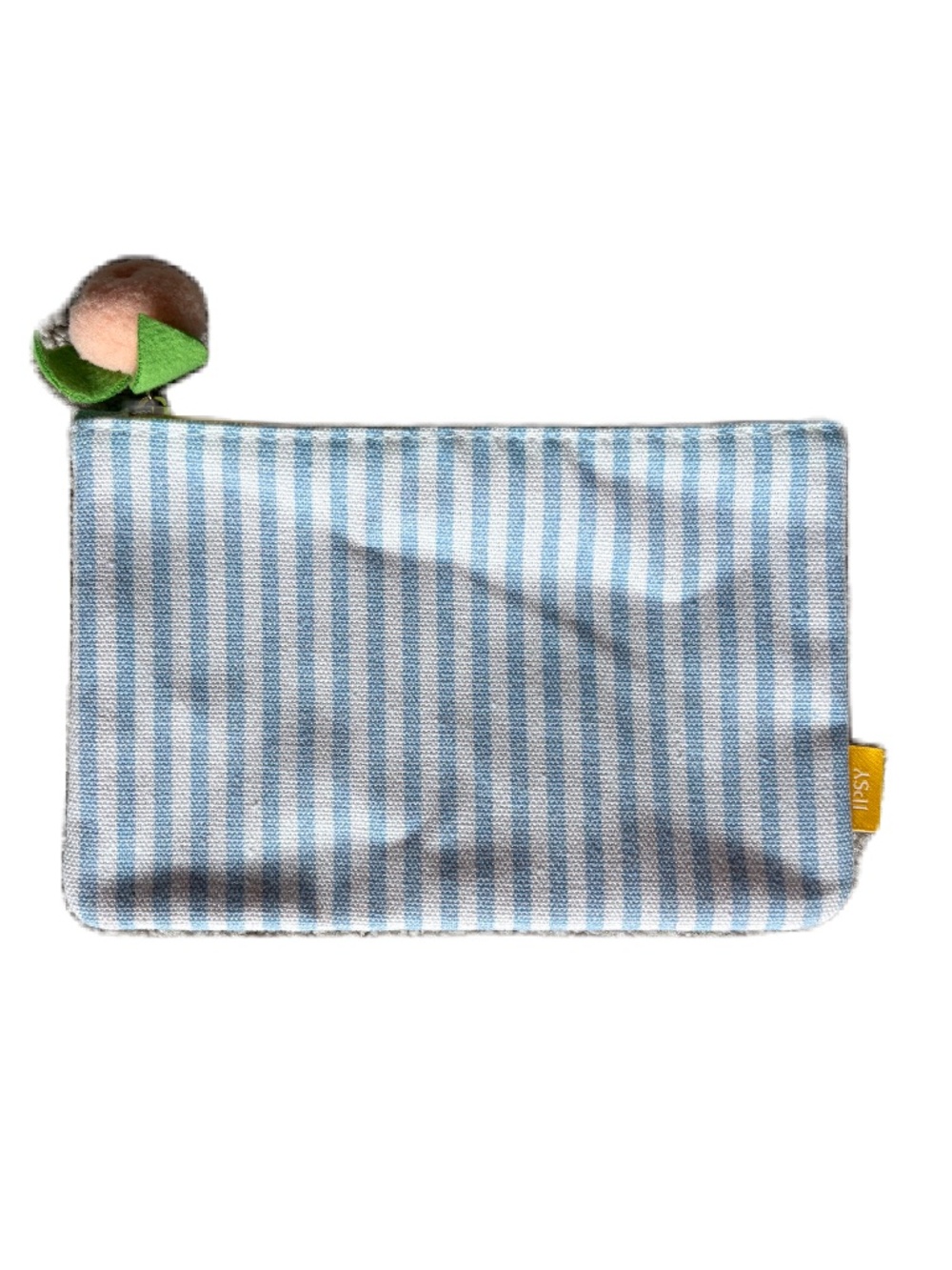 IPSY glam bag Peachy Picnic Pouch blue white stripe